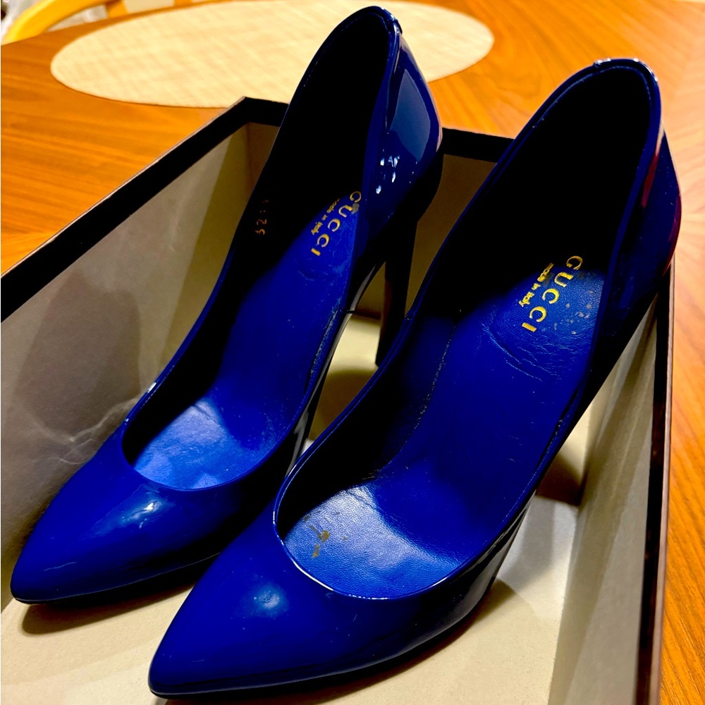 Gucci Cobalt Blue Patent Leather Heels